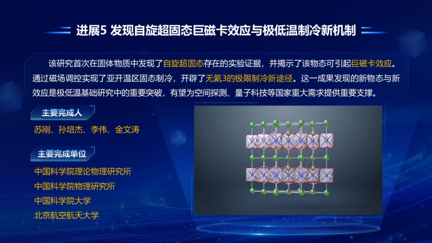 “发现自旋超固态巨磁卡效应与极低温制冷新机制”入选2024年度“中国科学十大进展”
